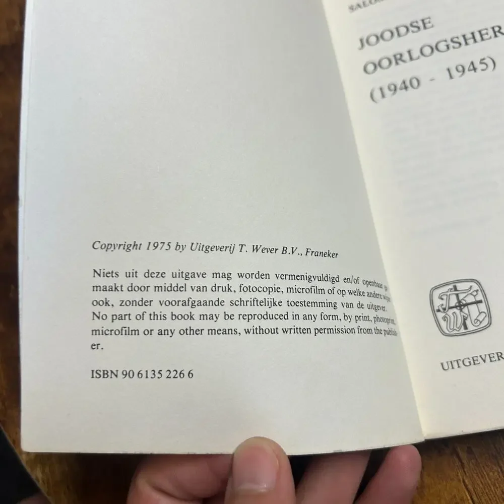 Joodse Oorlogsherinneringen (1940-1945) by Salomon de Jong (1975, Book,...